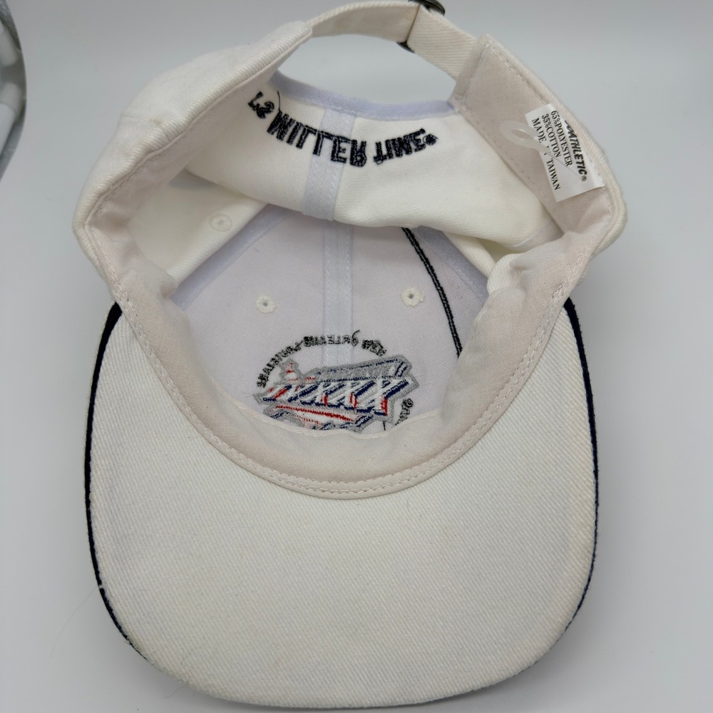 VINTAGE 2002 Miller Lite Super Bowl XXXVI Hat Men OSFM White Navy NFL Promo Cap - Picture 4 of 4